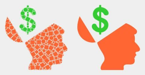 Dot and Flat Vector Banker Open Mind Icon 스톡 일러스트