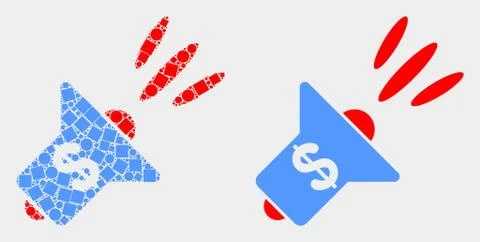 Dot and Flat Vector Banking Advertising Megaphone Icon Stock Illustration