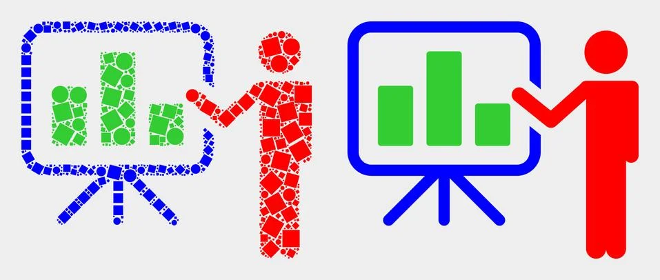 Dot and Flat Vector Bar Chart Public Report Icon Illustrazione stock