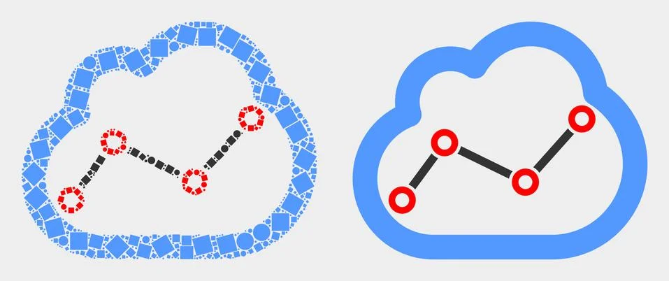 Dot and Flat Vector Chart Cloud Icon 스톡 일러스트