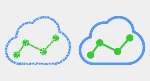 Dot and Flat Vector Cloud Chart Icon Stockillustratie