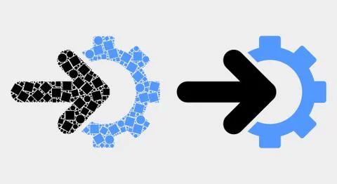 Dot and Flat Vector Cog Arrow Integration Icon 스톡 일러스트