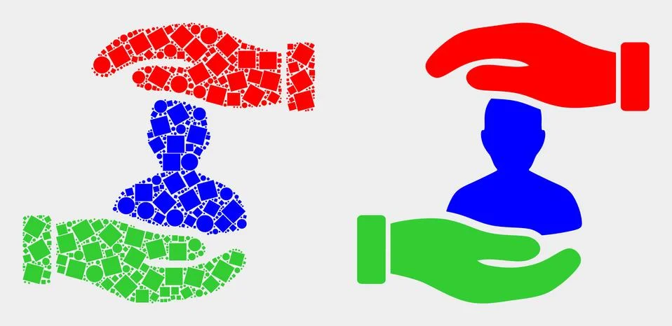 Dot and Flat Vector Customer Care Hands Icon Illustrazione stock