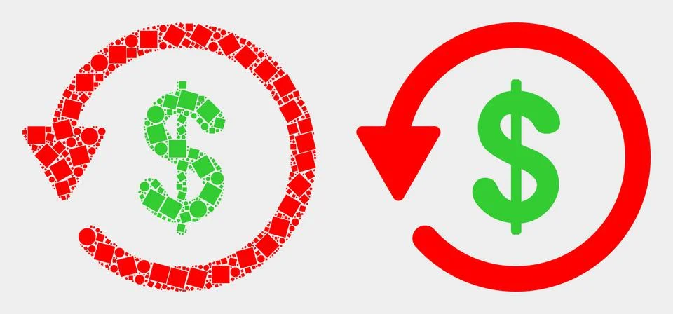 Dot and Flat Vector Dollar Refund Icon 스톡 일러스트