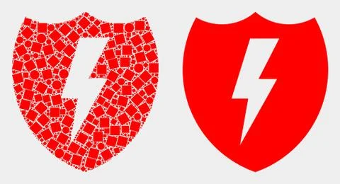 Dot and Flat Vector Electric Shield Icon Illustrazione stock