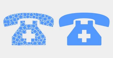 Dot and Flat Vector First Aid Phone Icon Illustrazione stock