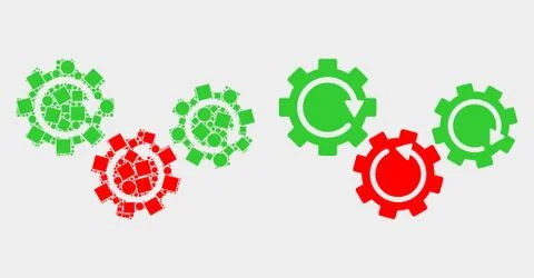 Dot and Flat Vector Gear Mechanism Icon 스톡 일러스트