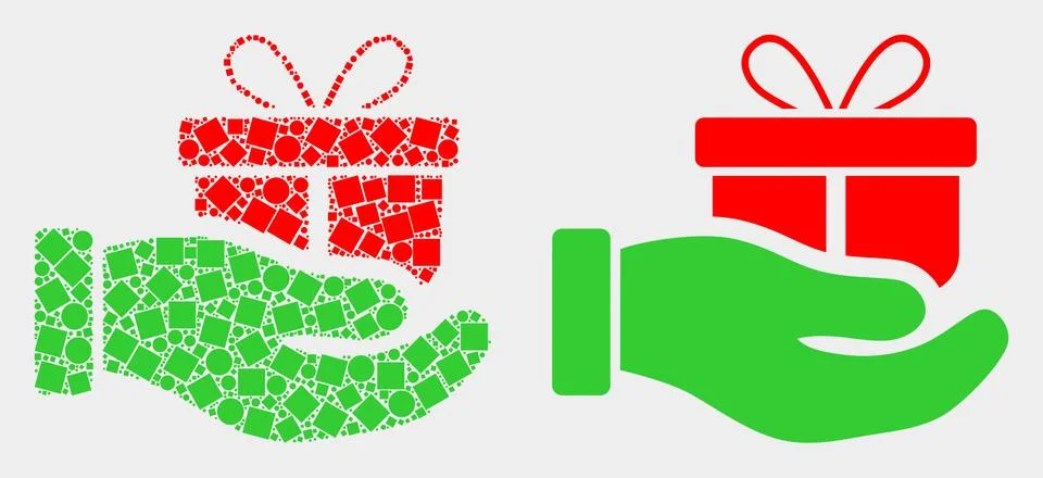 Dot and Flat Vector Gift Hand Icon Illustrazione stock