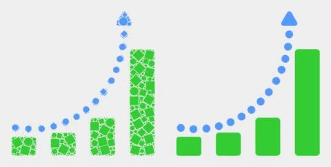 Dot and Flat Vector Growing Chart Trend Icon Illustrazione stock
