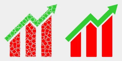Dot and Flat Vector Growing Trend Chart Icon 스톡 일러스트