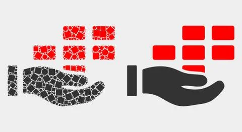 Dot and Flat Vector Hand Offer Bricks Icon Stock Illustration