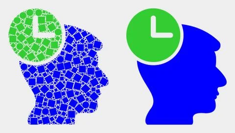 Dot and Flat Vector Head Clock Icon 스톡 일러스트