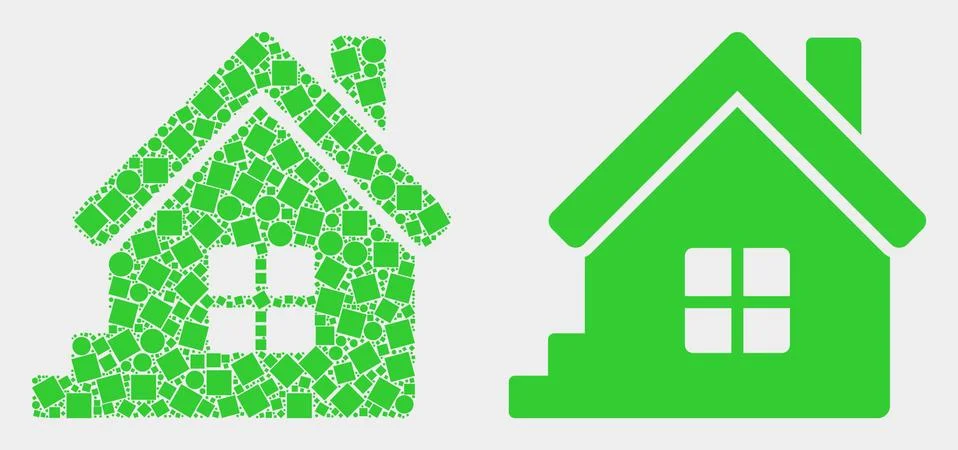 Dot and Flat Vector Home Icon Illustrazione stock