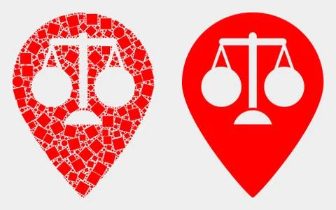 Dot and Flat Vector Justice Map Marker Icon Illustrazione stock