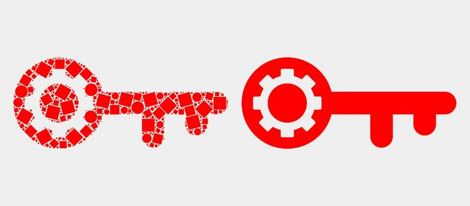 Dot and Flat Vector Key Gear Icon Illustrazione stock