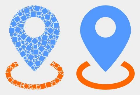 Dot and Flat Vector Map Marker Placement Icon Stock Illustration