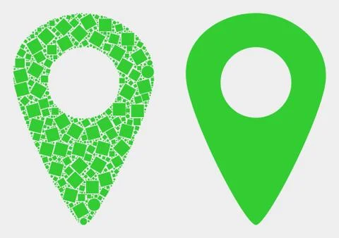 Dot and Flat Vector Map Pointer Icon Illustrazione stock