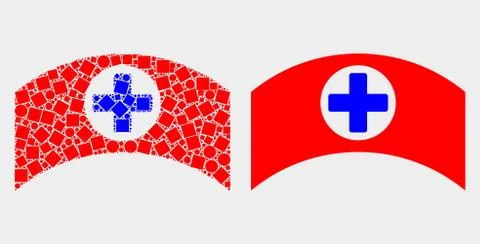 Dot and Flat Vector Medical Cap Icon Stock Illustration