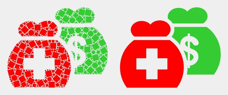 Dot and Flat Vector Medical Funds Icon Stock Illustration