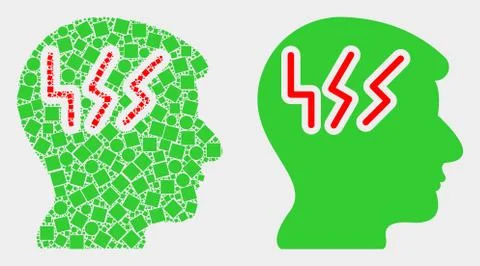 Dot and Flat Vector Migraine Head Icon Illustrazione stock