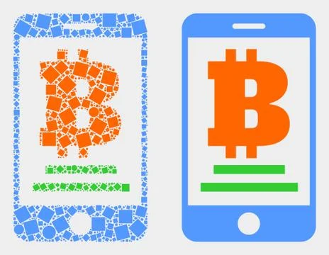 Dot and Flat Vector Mobile Bitcoin Bank Icon 스톡 일러스트