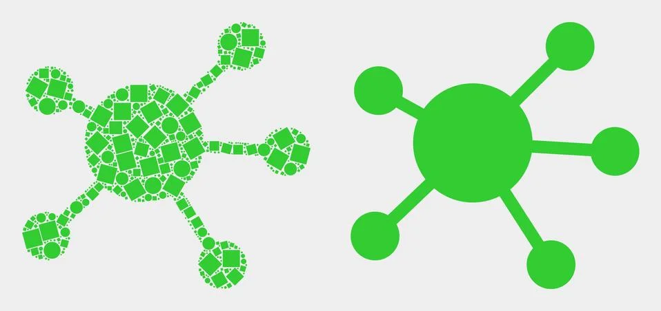 Dot and Flat Vector Node Links Icon Illustrazione stock