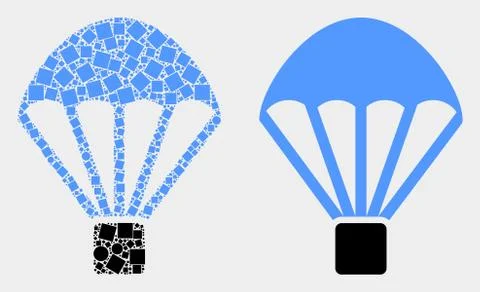 Dot and Flat Vector Parachute Icon Stock Illustration
