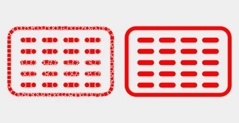 Dot and Flat Vector Pills Blister Icon Illustrazione stock