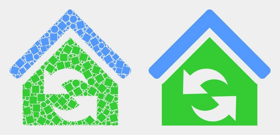 Dot and Flat Vector Refresh House Icon 스톡 일러스트