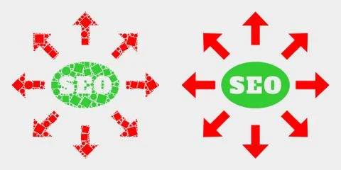 Dot and Flat Vector Seo Distribution Arrows Icon Ilustración de archivo