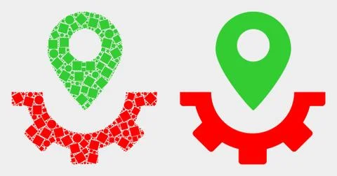 Dot and Flat Vector Service Map Marker Icon 스톡 일러스트