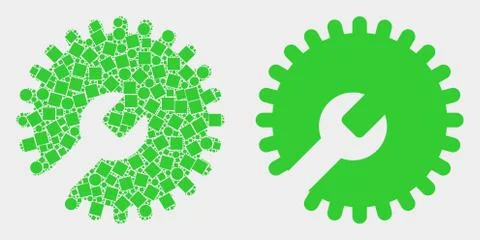 Dot and Flat Vector Settings Gear Icon Stock Illustration