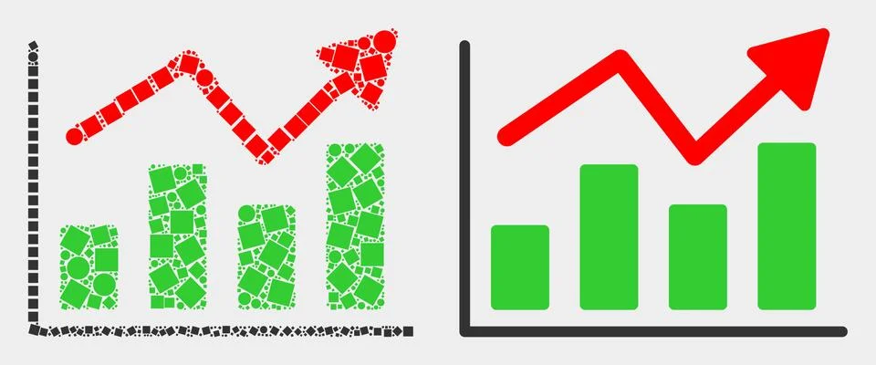 Dot and Flat Vector Trend Chart Icon 스톡 일러스트