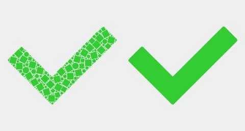 Dot and Flat Vector Validated Tick Icon Illustrazione stock