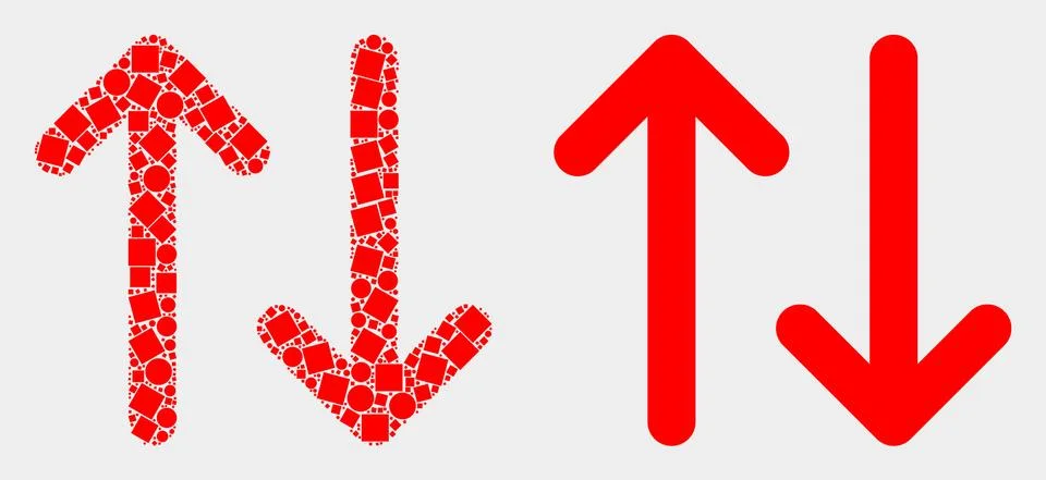 Dot and Flat Vector Vertical Exchange Arrows Icon Illustrazione stock