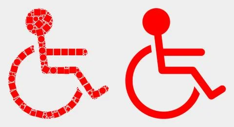 Dot and Flat Vector Wheelchair Person Icon Illustrazione stock