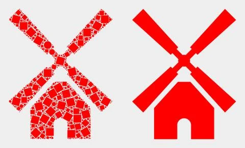 Dot and Flat Vector Windmill Icon 스톡 일러스트