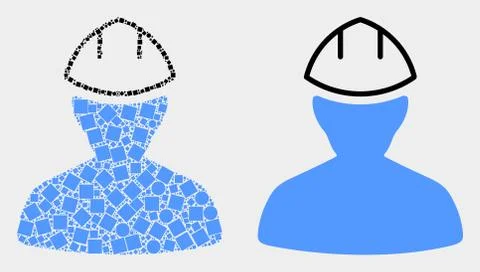 Dot and Flat Vector Worker Icon Stock Illustration