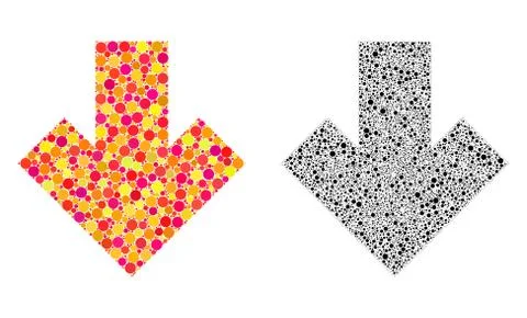 Dot Arrow Down Mosaic Icons Illustrazione stock