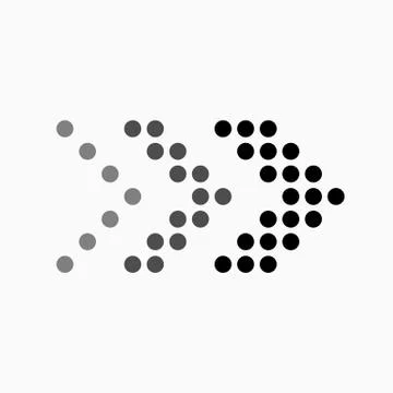 Dot arrow icon. Halftone effect. Isolated graphic element. Stock - Vector Stock Illustration