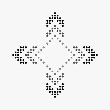 Dot arrow icon. Halftone effect. Isolated graphic element. Stock - Vector Stock Illustration