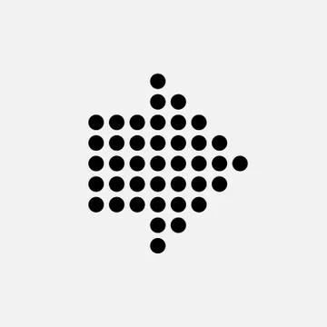 Dot arrow icon. Halftone effect. Isolated graphic element. Stock - Vector Illustrazione stock