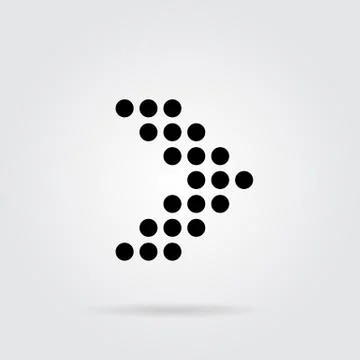 Dot arrow icon. Halftone effect. Isolated graphic element. Stock - Vector Stock Illustration