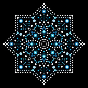 Dot art vector snowflake - Christmas or winter pattern - Aboriginal 스톡 일러스트
