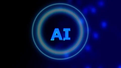 Dot background on ai text 3d animation. AI Text and Machine Learning concept. Stock Footage 293485557