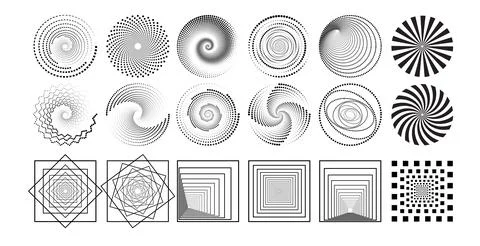 Dot Circle And Square Pattern Stock Illustration