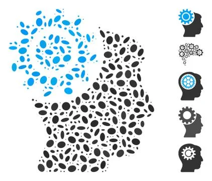 Dot Collage Brain Gear Illustrazione stock
