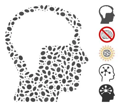Dot Collage Brain Stock Illustration
