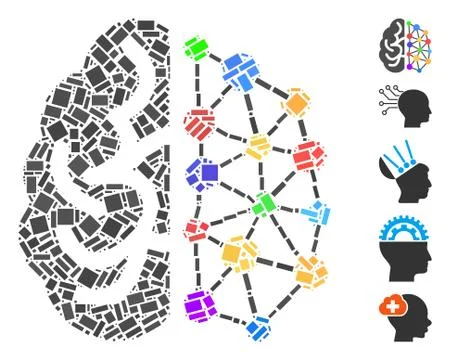 Dot Collage Creative Brain Illustrazione stock