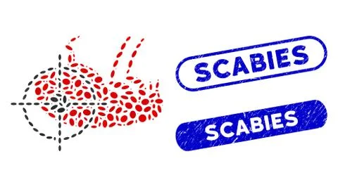 Dot Collage Dead Flea with Textured Scabies Seals Stock Illustration